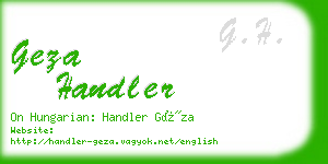 geza handler business card